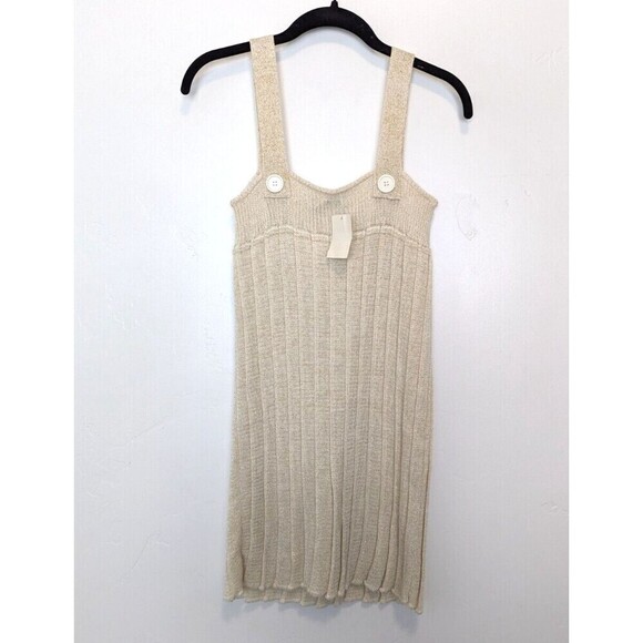 Sweater Project Dress Womens Large Ivory Shimmer Pleated Y2K - Picture 1 of 10